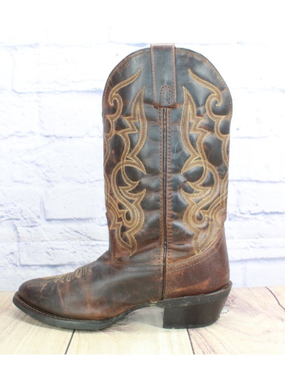 Laredo Malinda Western Boots 12" Brown Leather Cowboy Rodeo 8 Wide